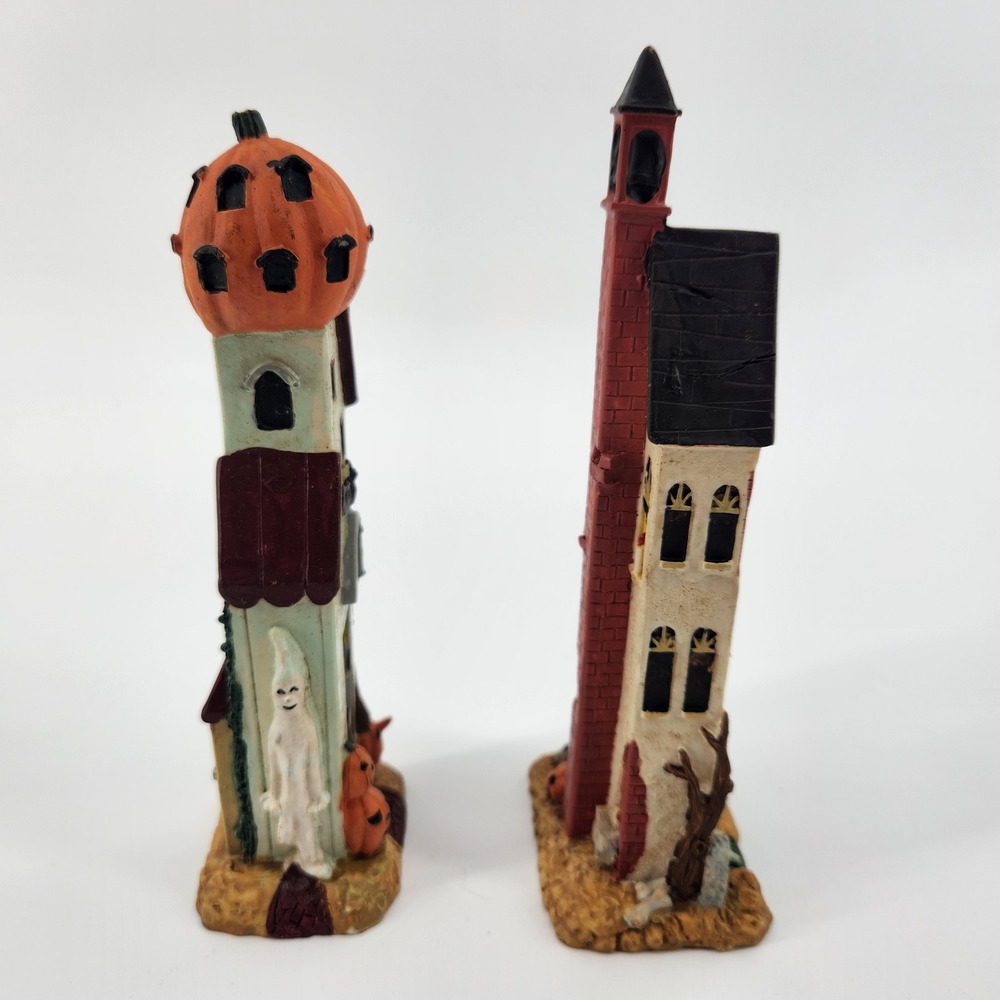 Halloween Village Set Haunted Houses Trick or Treaters Ghost Pumpkin Decor 4pc - Picture 6 of 9